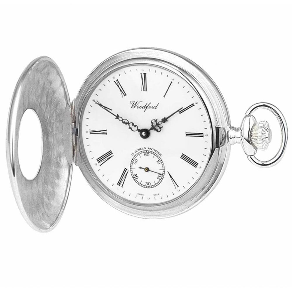 Sterling Silver 17 Jewel Swiss Mechanical Half Hunter Pocket Watch