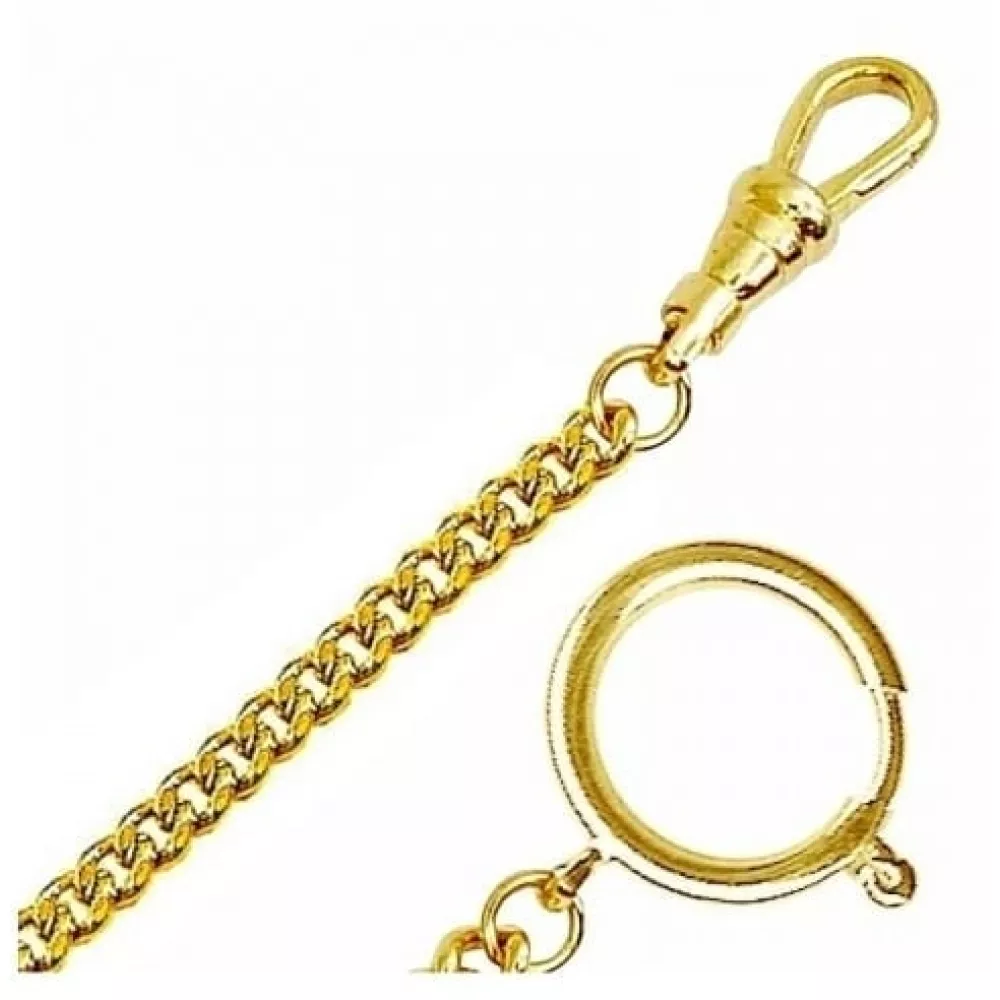 Gold Plated 12 Inch Bolt Ring Pocket Watch Chain Gpw03 Gp Greenwich