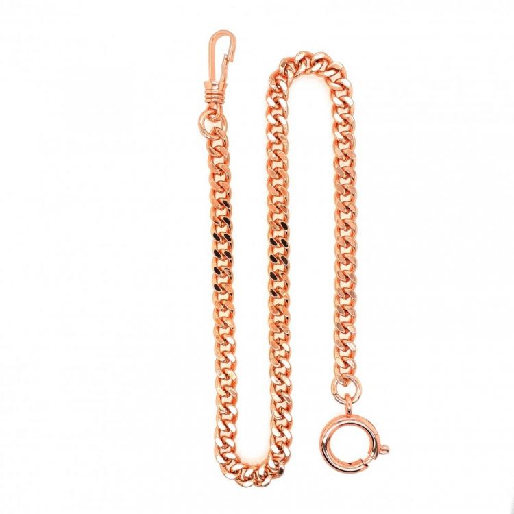 Rose Gold Plated 12 Inch Bolt Ring Pocket Watch Chain
