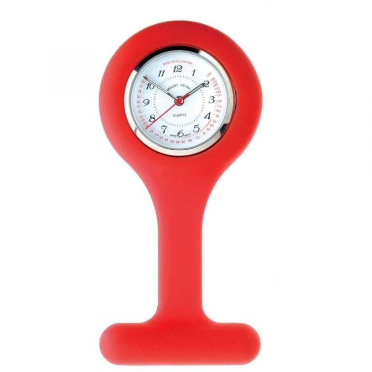 Red Rubber And Stainless Steel Fob Watch