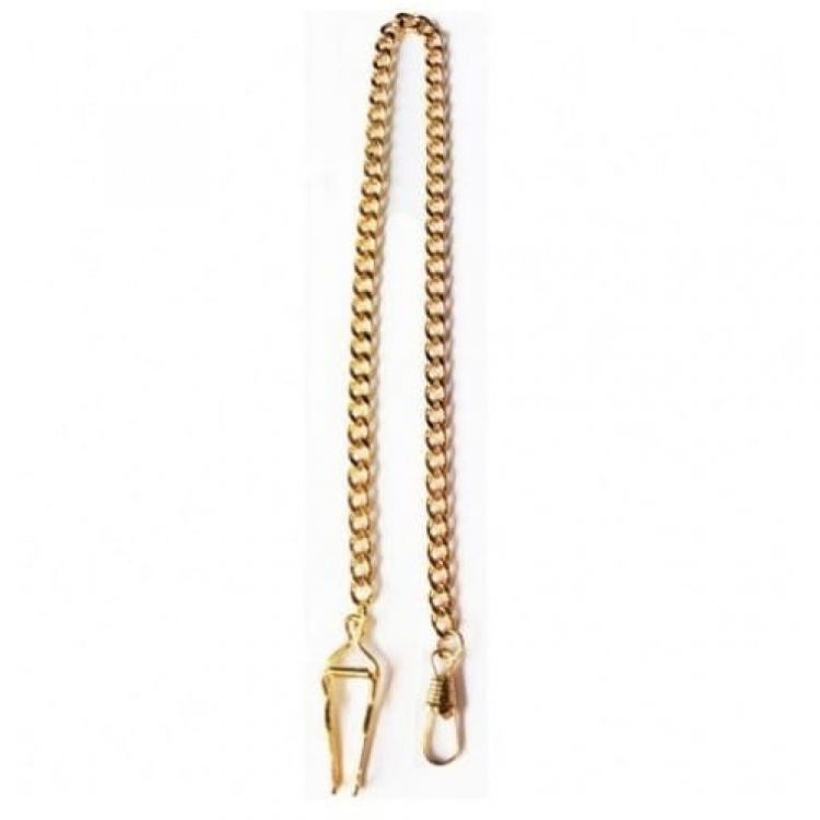 Gold Plated Belt Loop Pocket Watch Chain