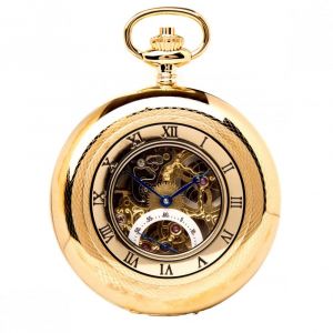 Half hunter skeleton pocket watch hotsell